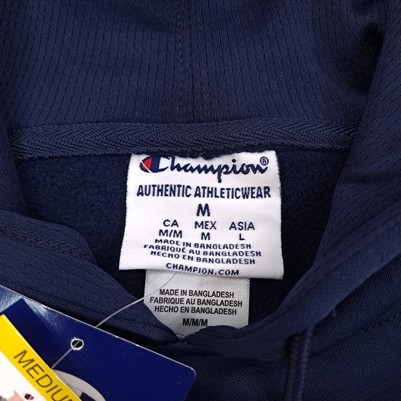 Champion Men's West Virginia University Hoodie Navy Blue Long Sleeve - Sz Medium - Picture 6 of 7